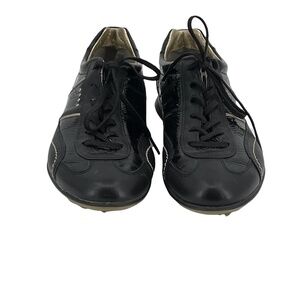 Ecco Black Gold TPU Embellished Lace Up Golf Shoes Size 38 Women's